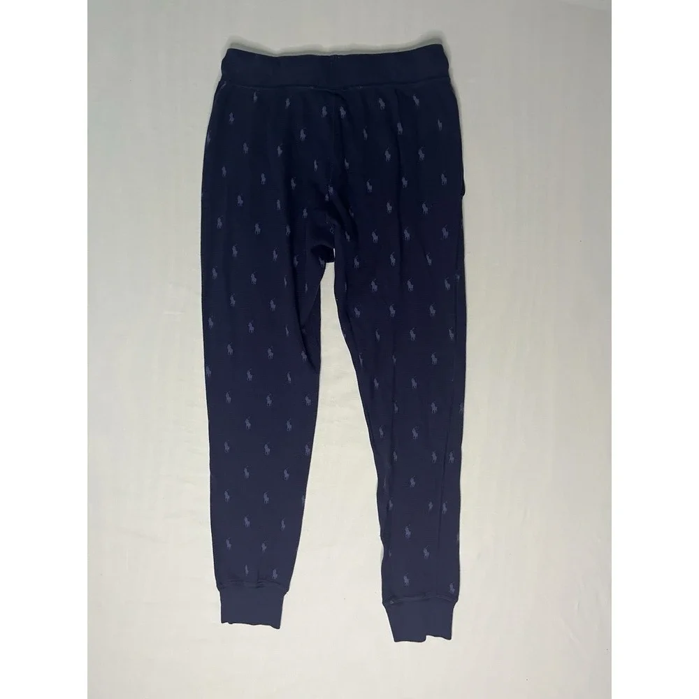 Polo Ralph Lauren All Over Print Sleepwear Pants Men's Medium Navy Blue Tapered